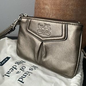 Coach metallic leather wristlet
